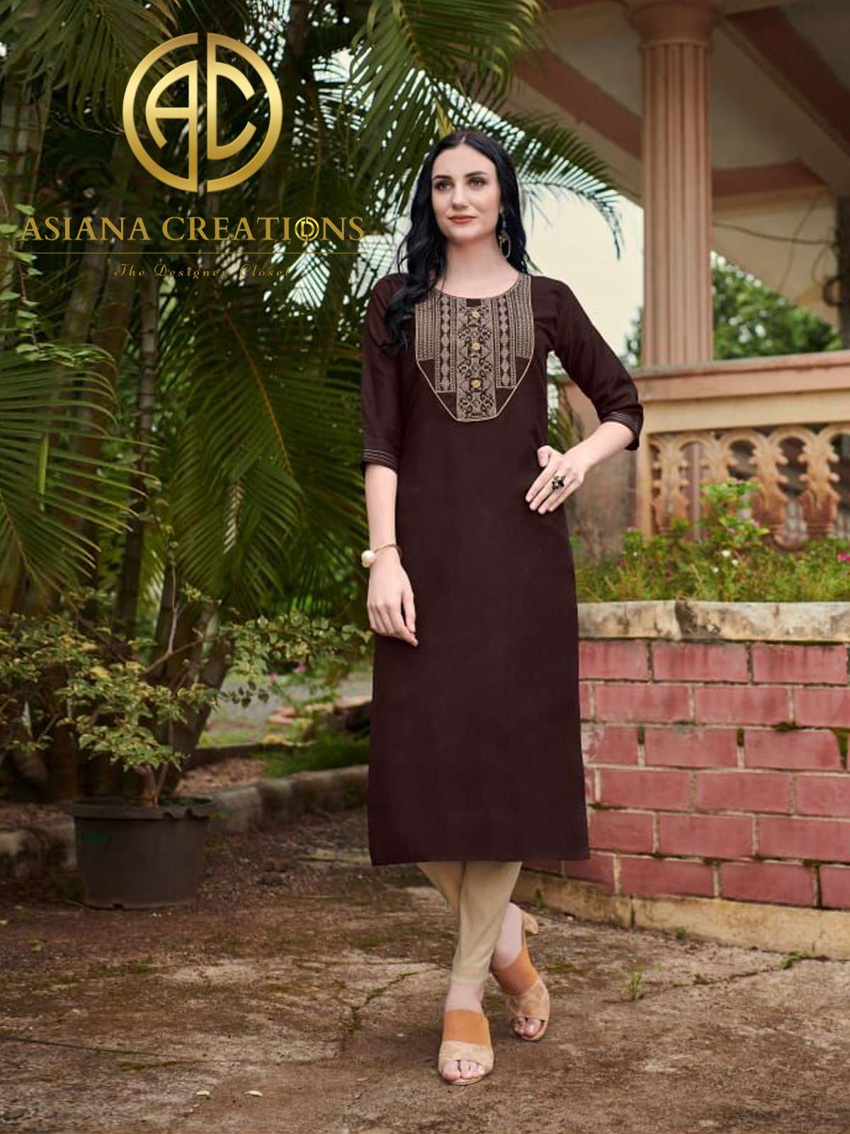 Cotton Green Embroidered Long Kurti-2133