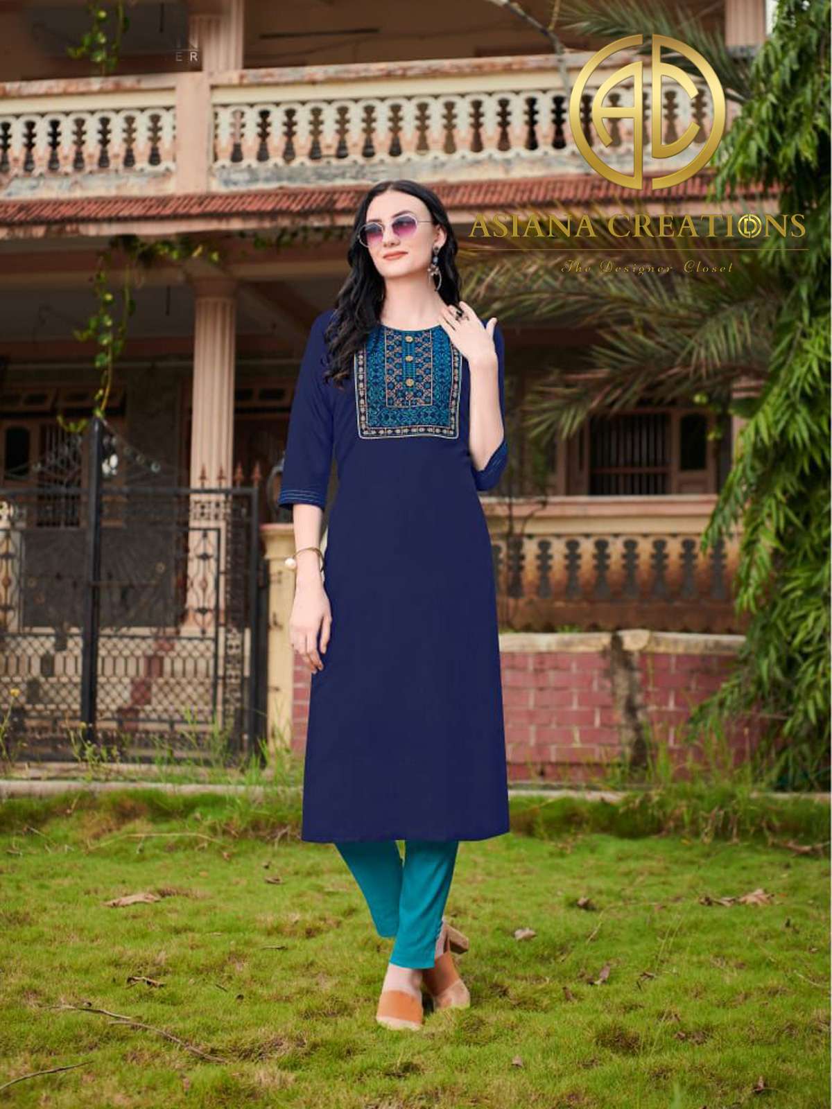 Cotton Red Embroidered Long Kurti-2135
