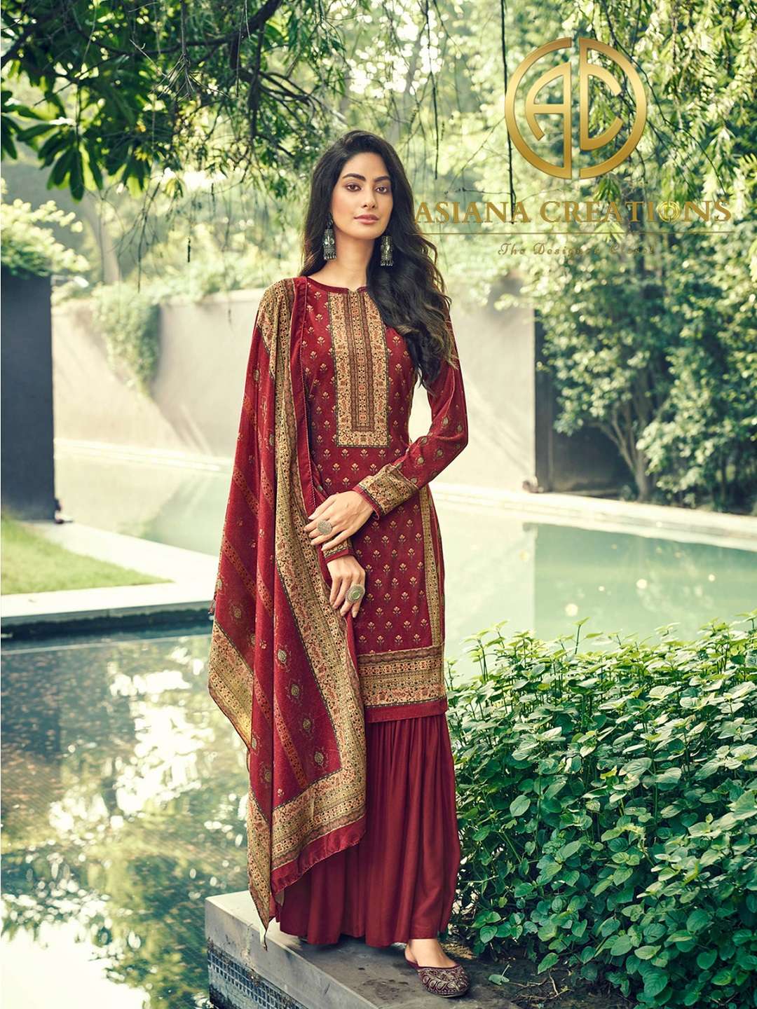 Velvet Red Digital Printed Festive Wear Salwar Suit-2522