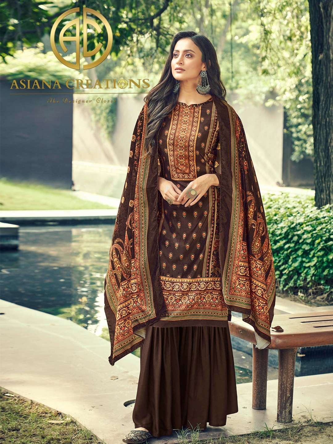 Velvet Brown Digital Printed Festive Wear Salwar Suit-2524