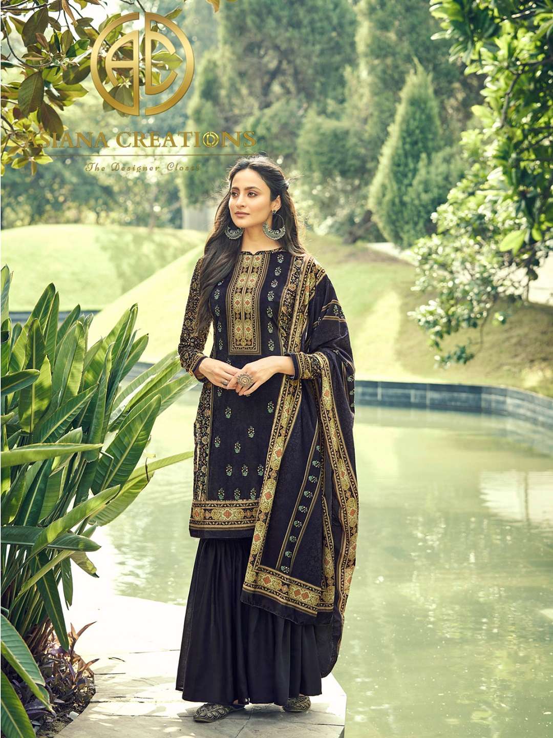 Velvet Black Digital Printed Festive Wear Salwar Suit-2525