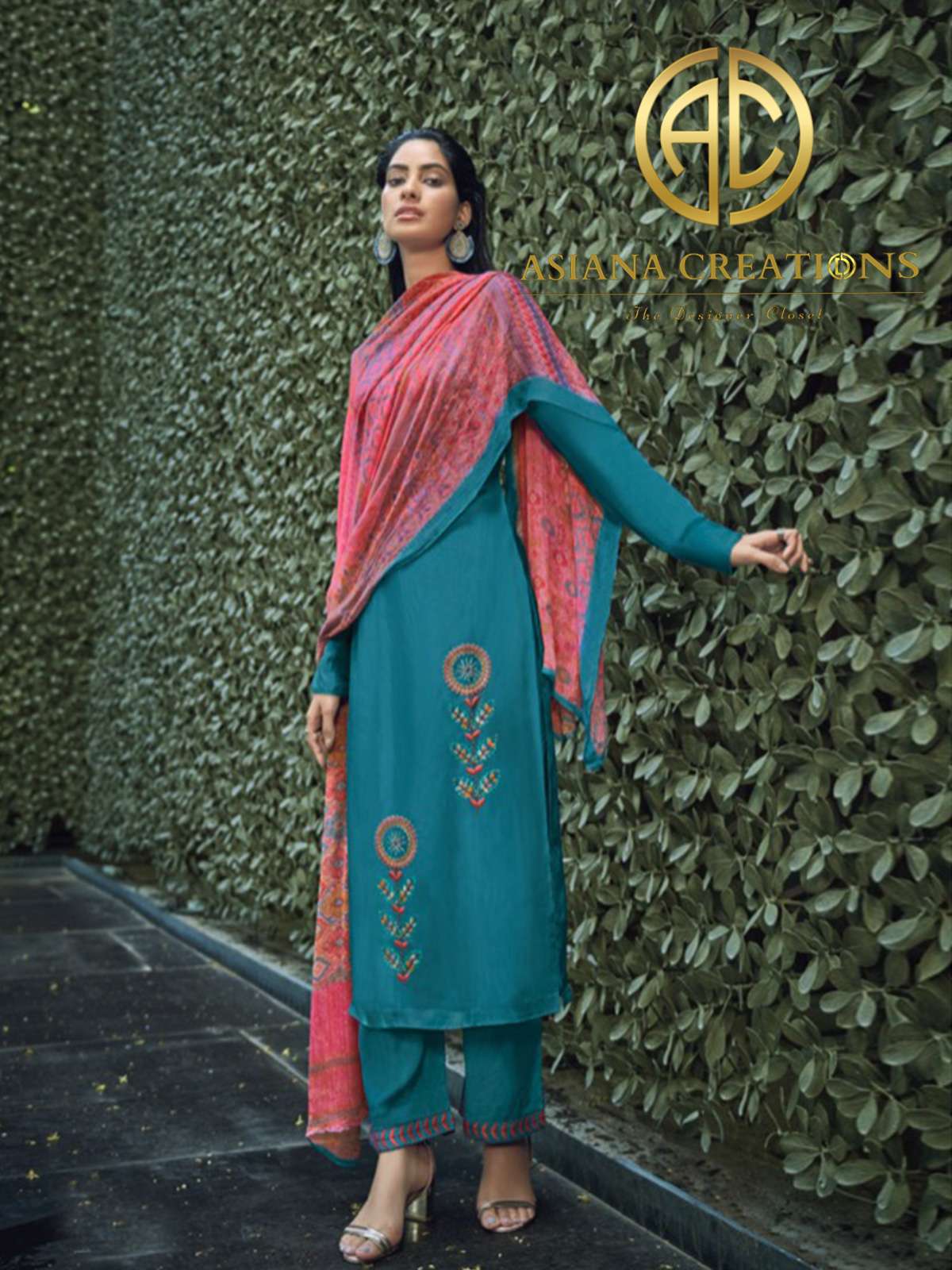 Viscose Blue Embroidered Festive Wear Salwar Suit-2531