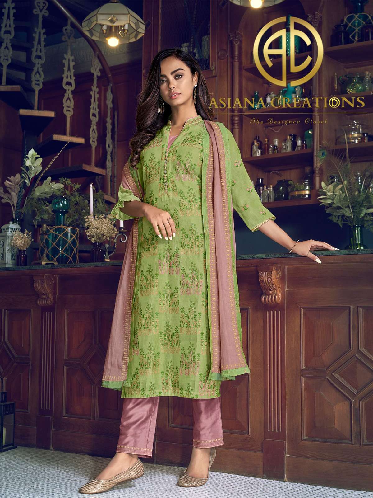 Art Silk Green Embroidered Festive Wear Salwar Suits-2545