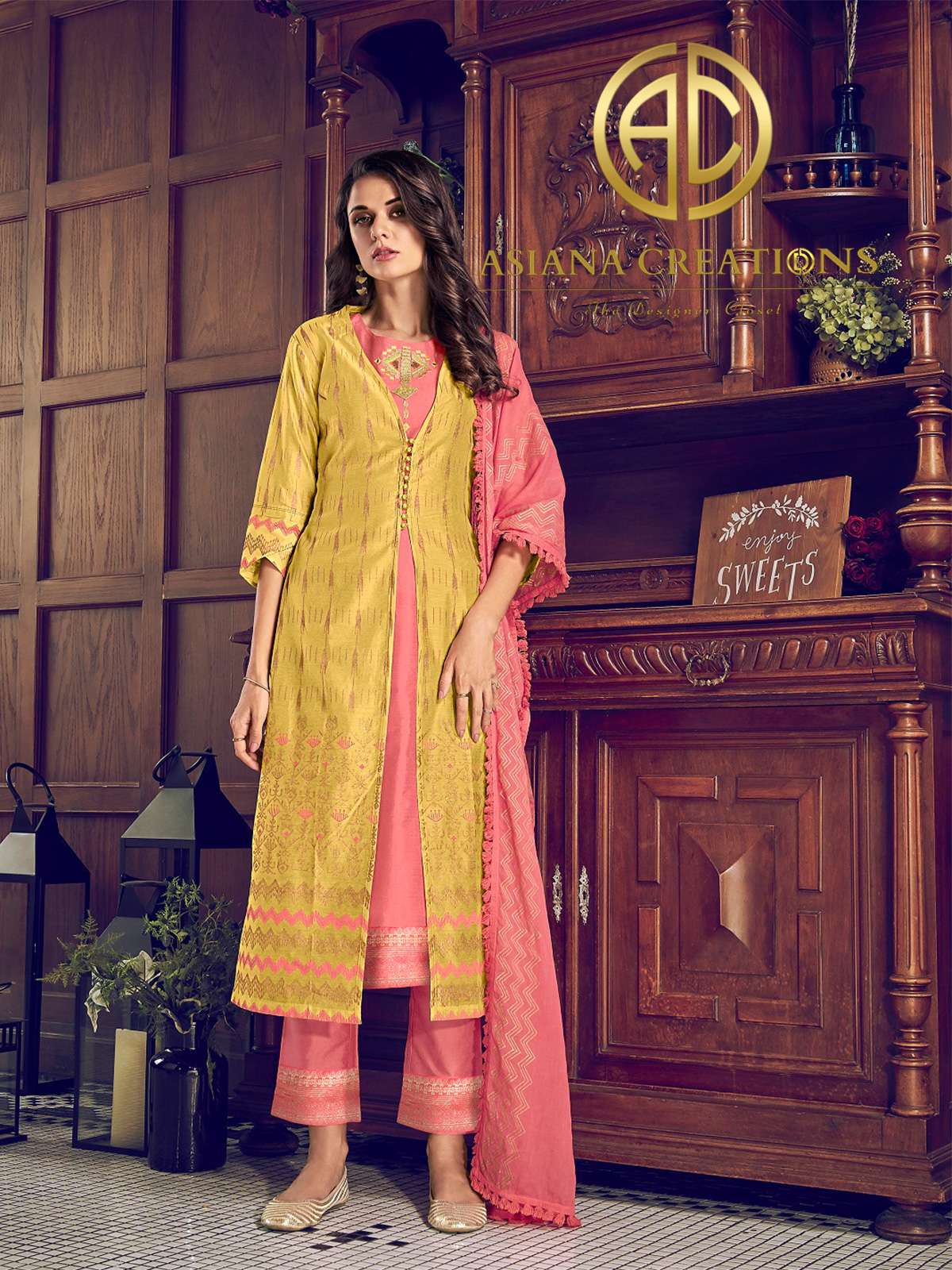 Art Silk Pink Embroidered Palazzo Suits-2547