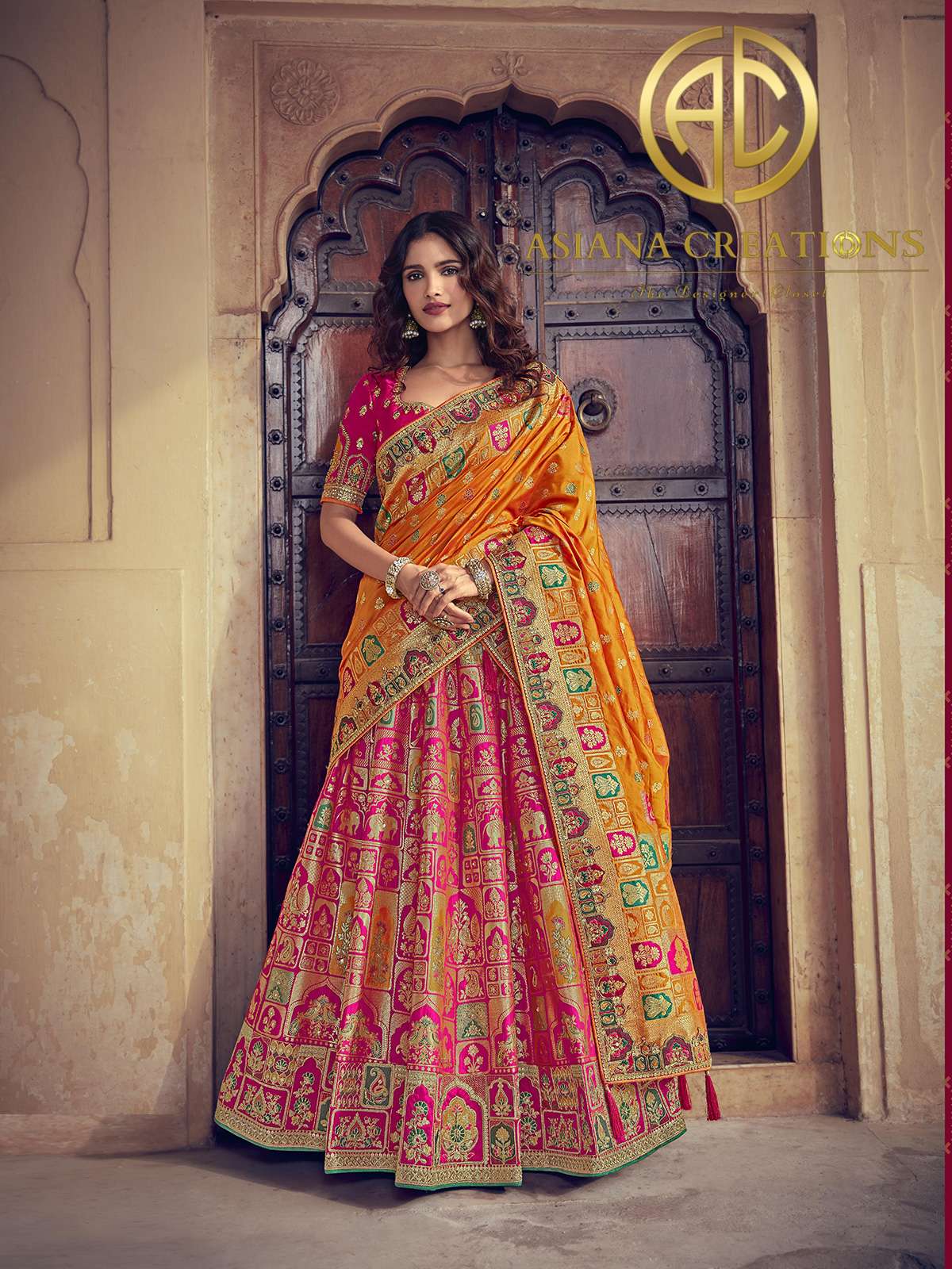 Banarasi Silk Woven Pink Bridal Wedding Lehenga -2752