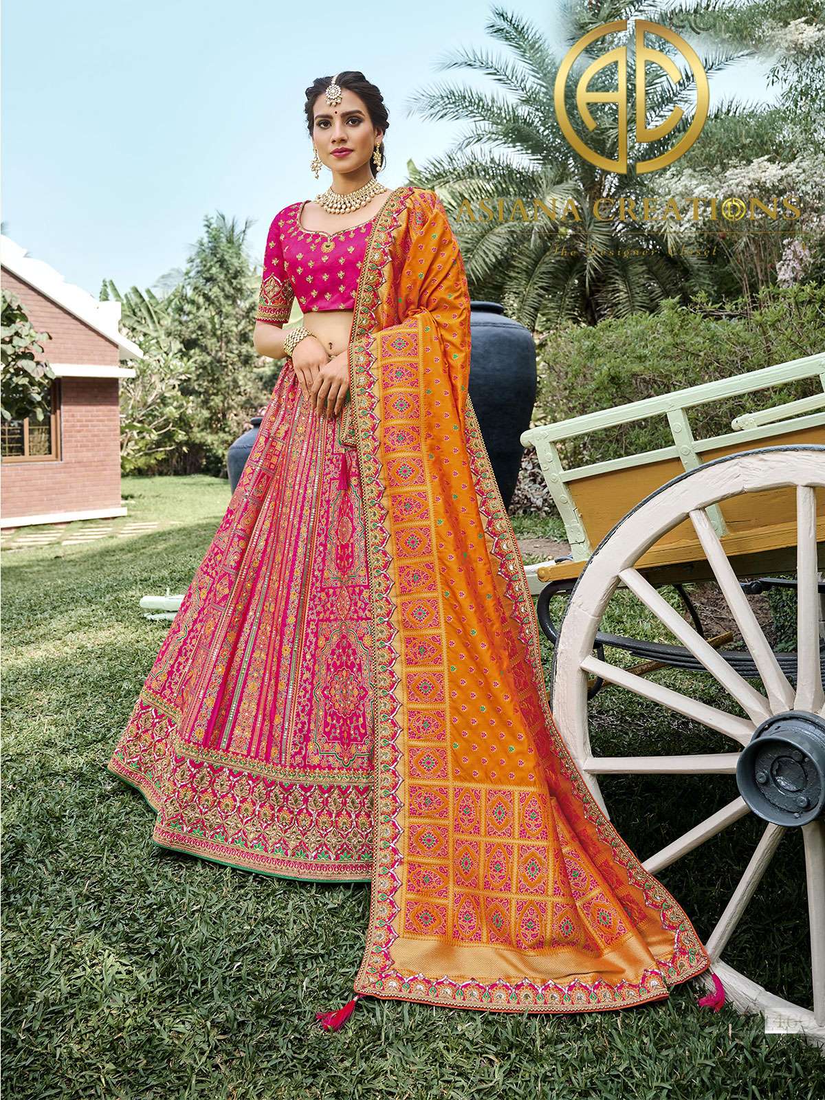 Banarasi Silk Woven Pink Bridal Wedding Lehenga -2757