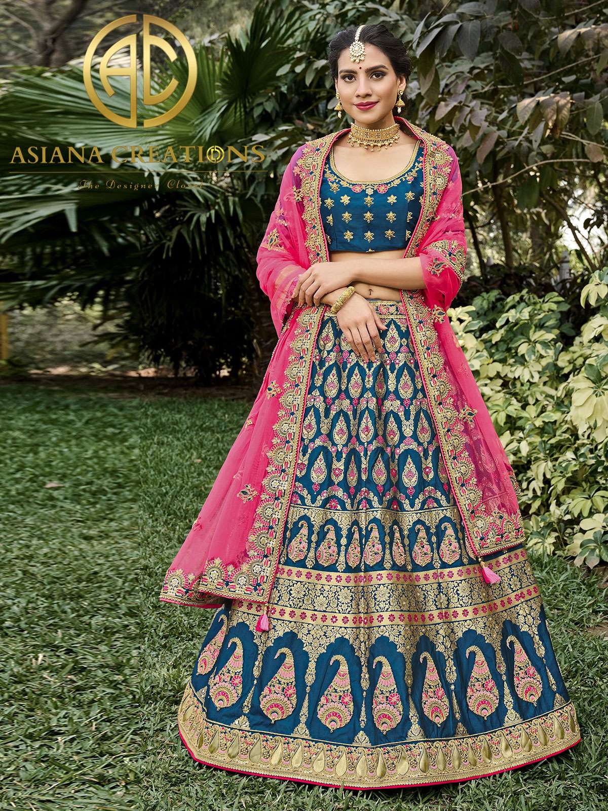 Banarasi Silk Woven Blue Bridal Wedding Lehenga -2761