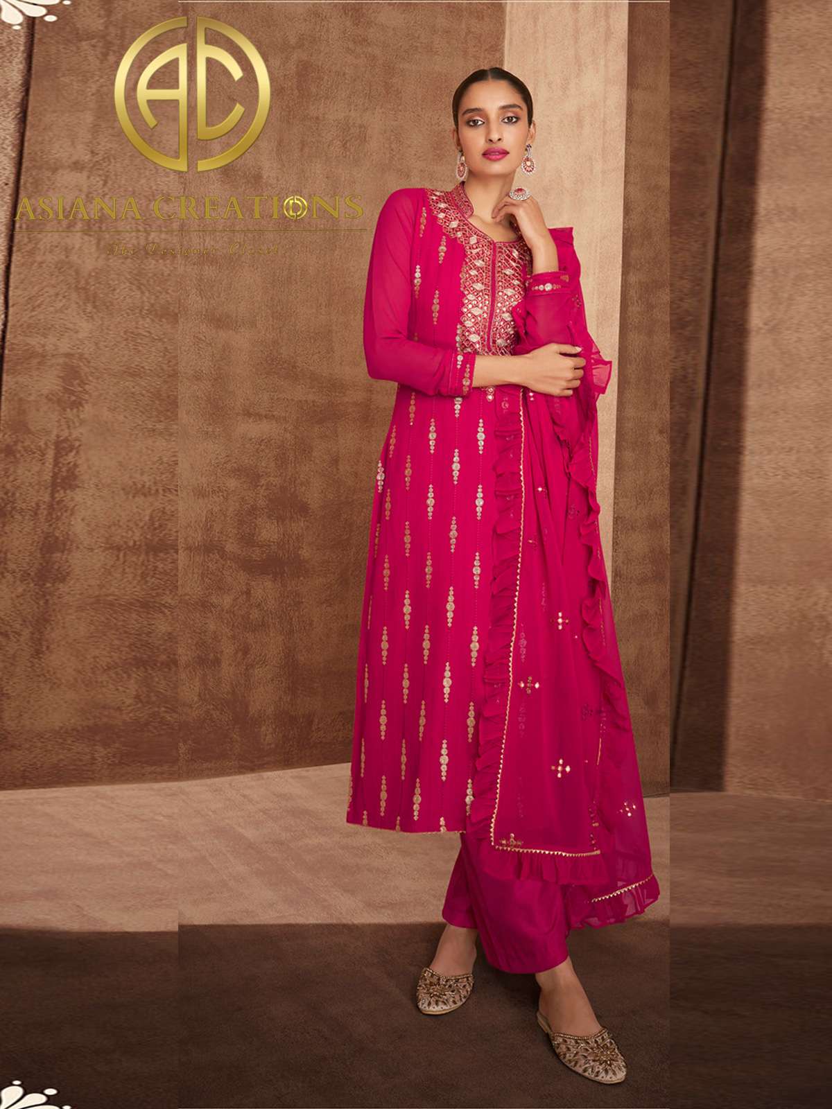 Georgette Embroidered Festive Wear Straight Suits-7011A