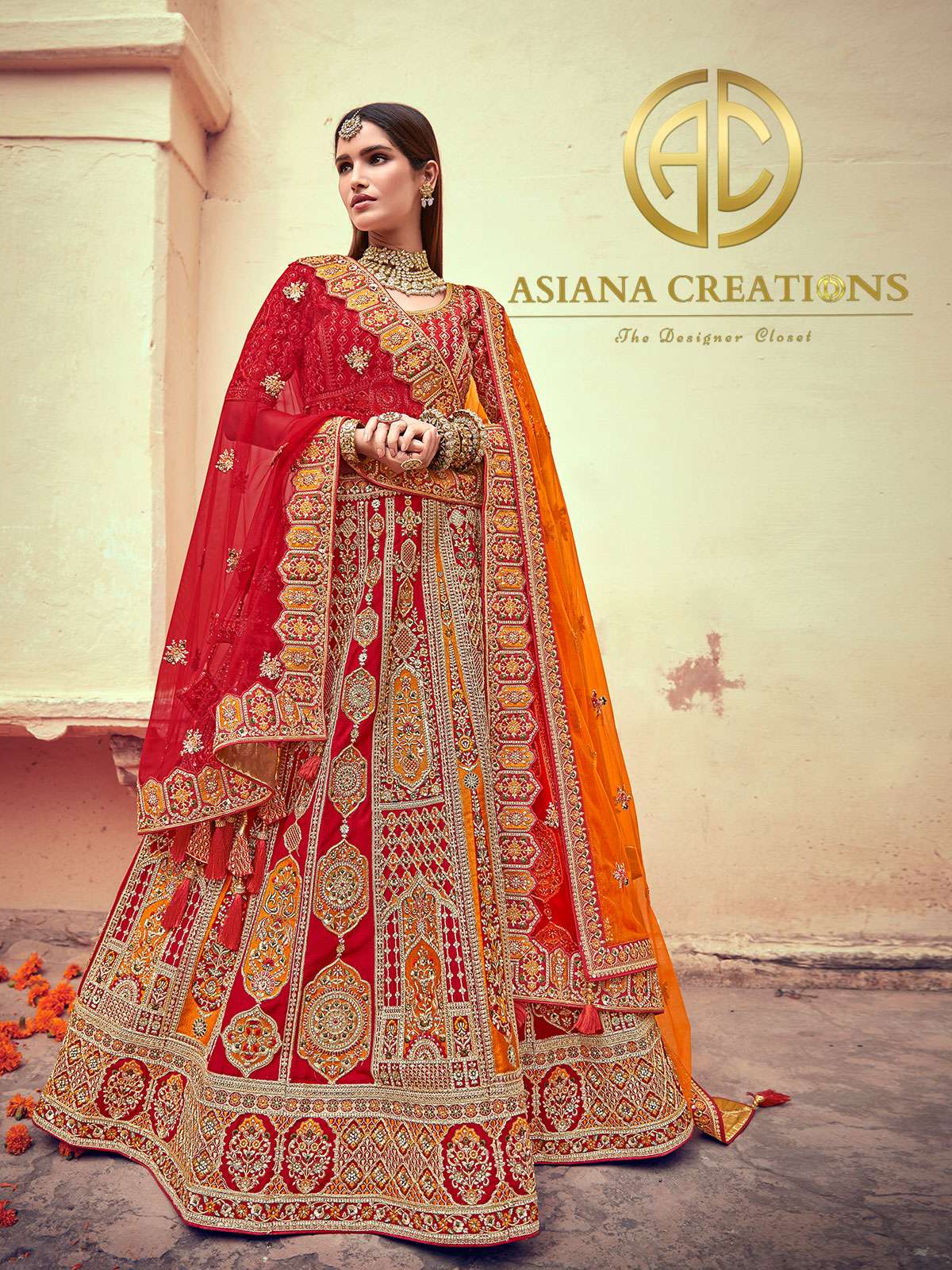 Art Silk Heavy Embroidered Traditional Red Bridal Wedding Lehenga with Double Dupatta-2848