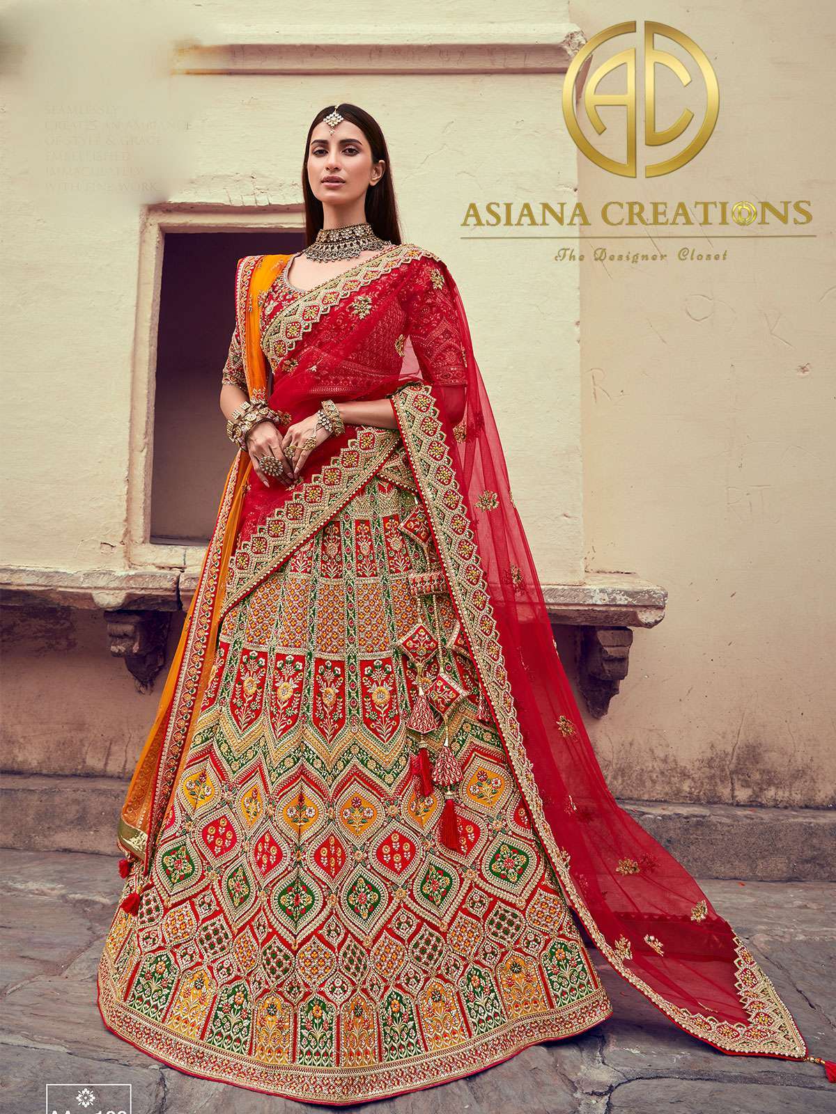 Art Silk Heavy Embroidered Traditional Red Bridal Wedding Lehenga with Double Dupatta-2853