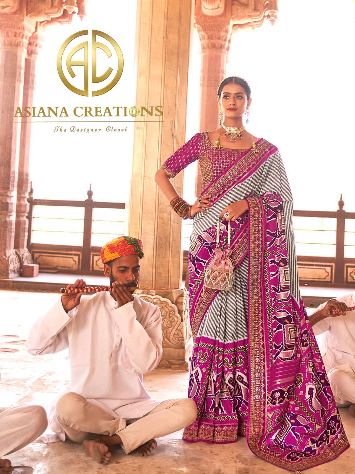 Patola Silk Purple Embroidered & Woven Wedding Traditional Saree-3172