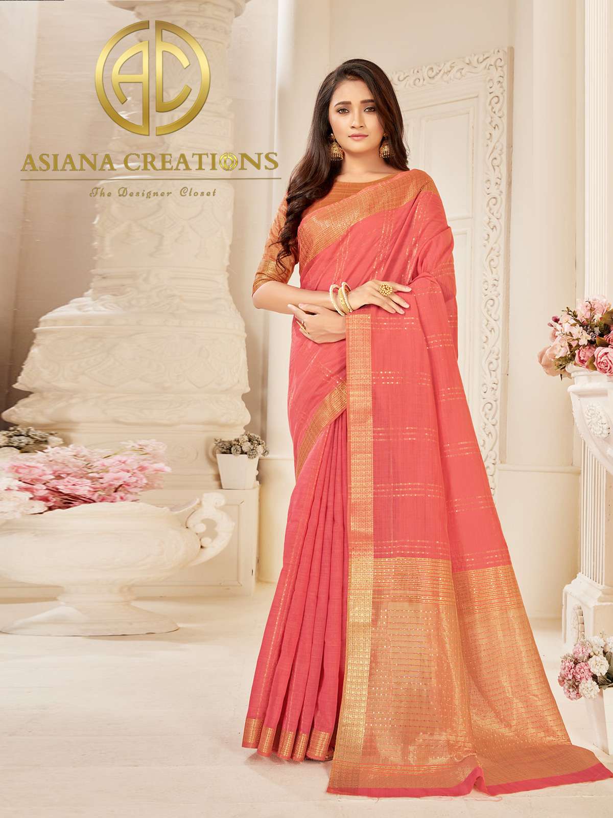 Cotton Silk Woven Traditional Pink Saree-2268