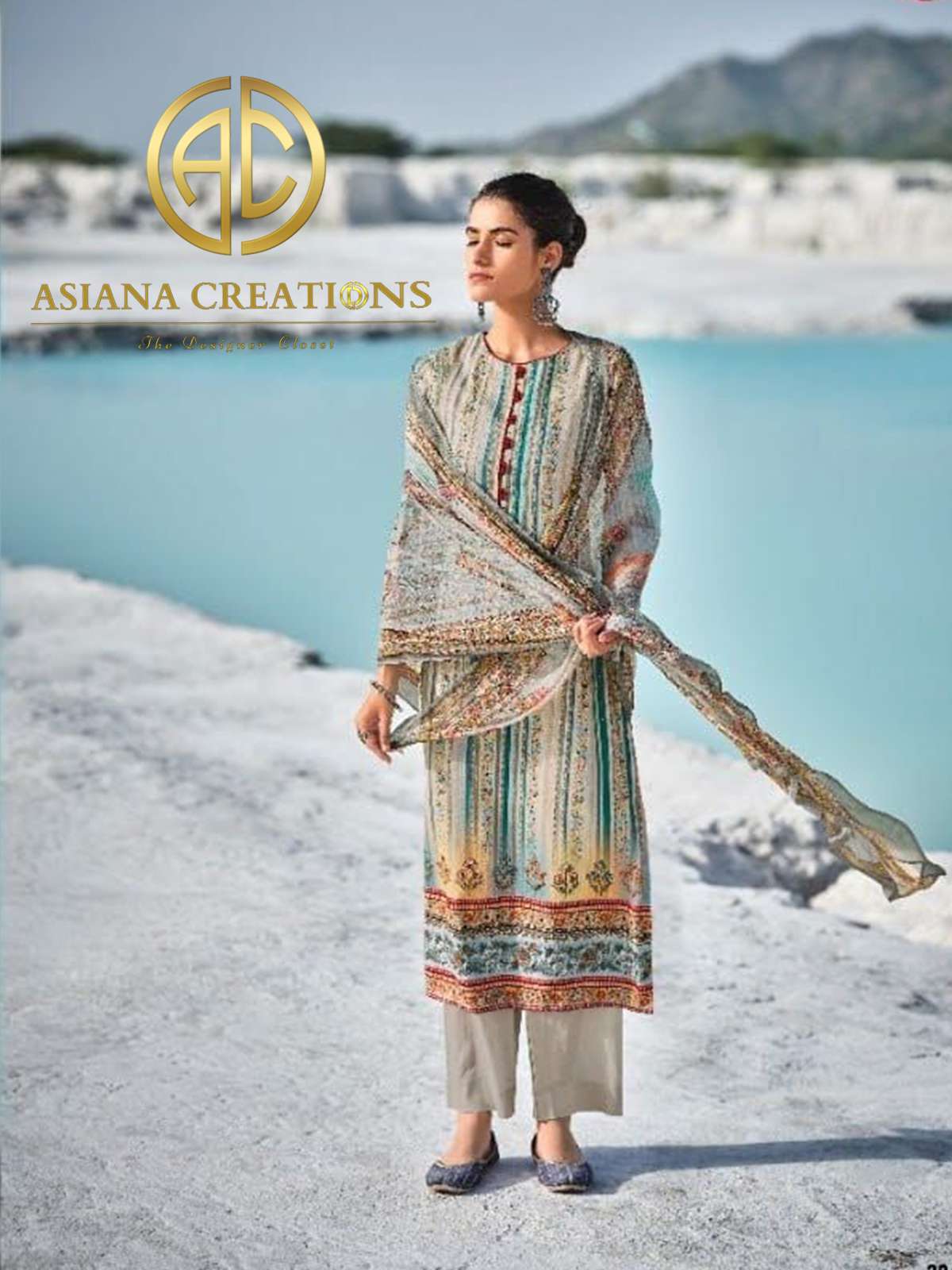 Cotton Grey Printed Straight Festive Wear Salwar Suits-2379