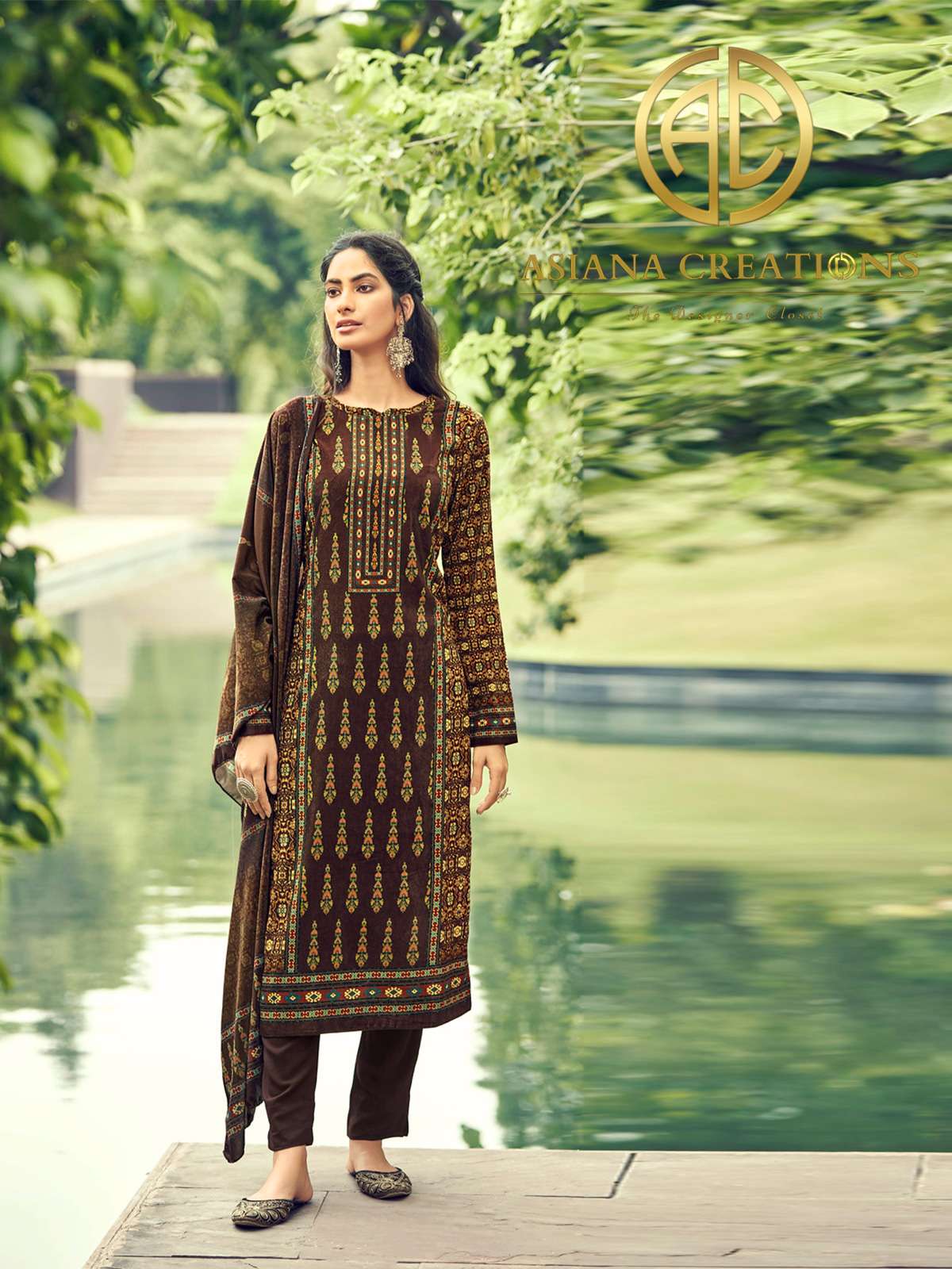 Velvet Brown Digital Printed Festive Wear Salwar Suit-2521