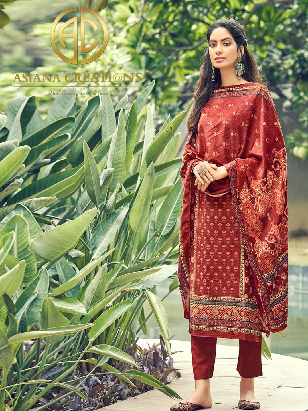 Velvet Red Digital Printed Festive Wear Salwar Suit-2526