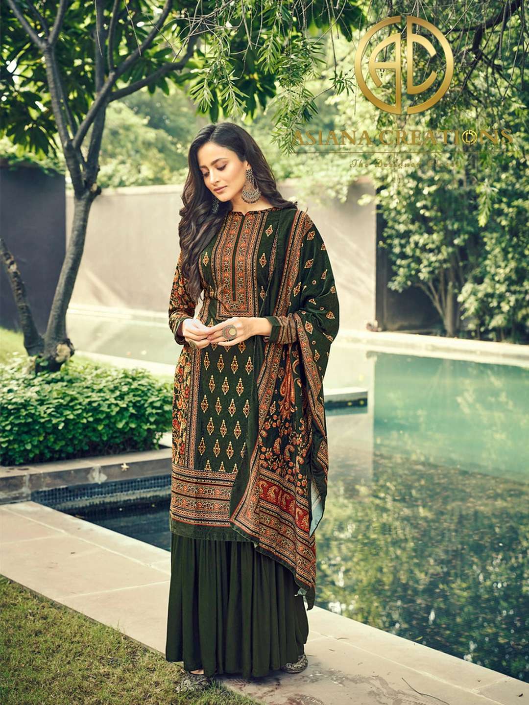 Velvet Green Digital Printed Festive Wear Salwar Suit-2528