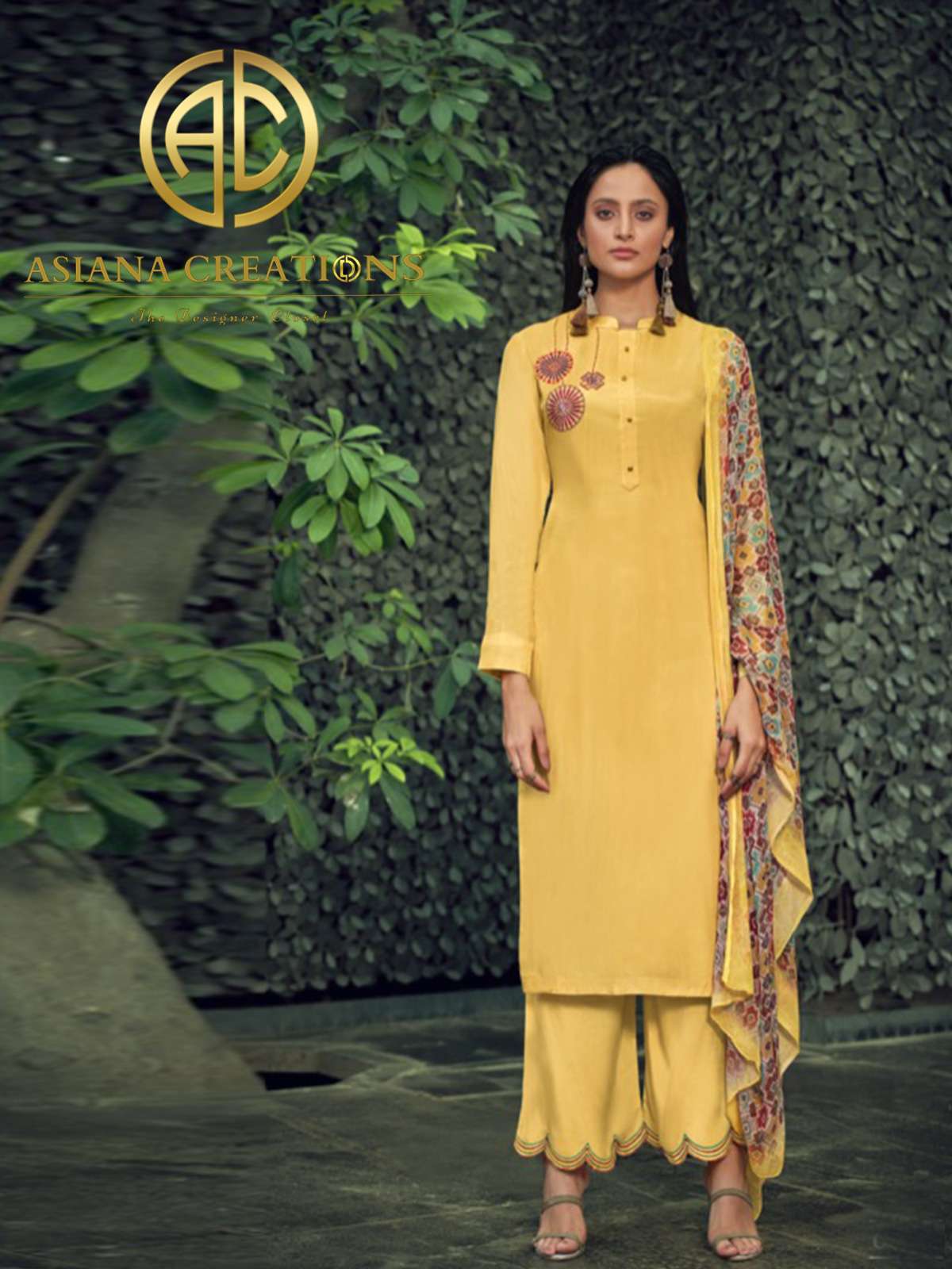 Viscose Yellow Embroidered Festive Wear Salwar Suit-2534