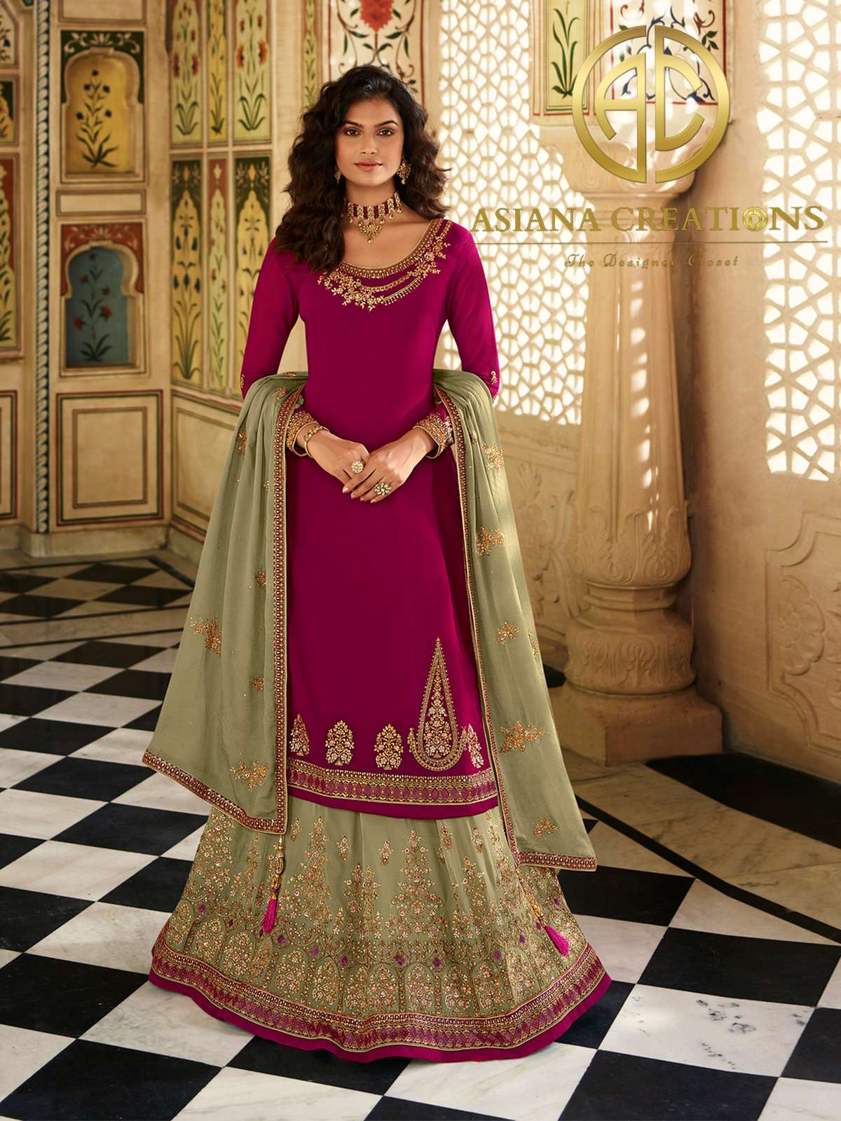 Georgette Embroidered Reception Wear Pink Lehenga-2586