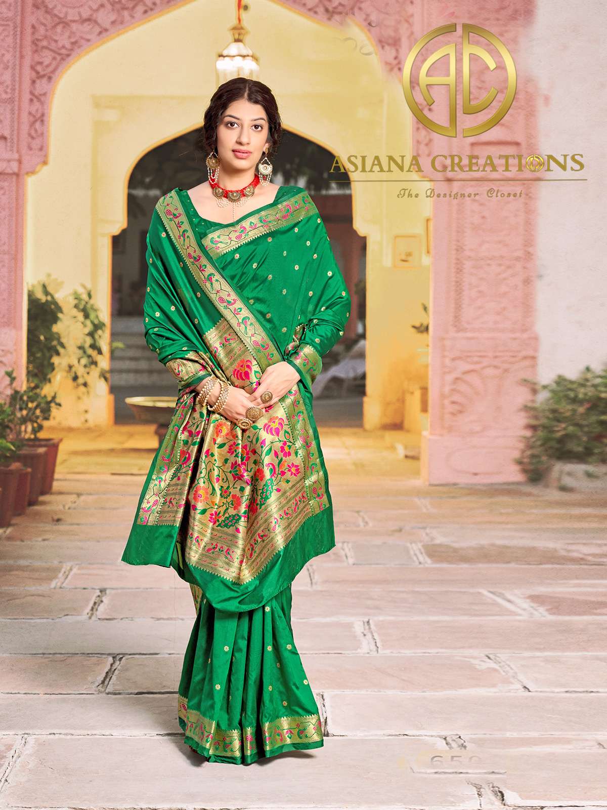 Banarasi Silk Woven Green Wedding Traditional Saree-2679