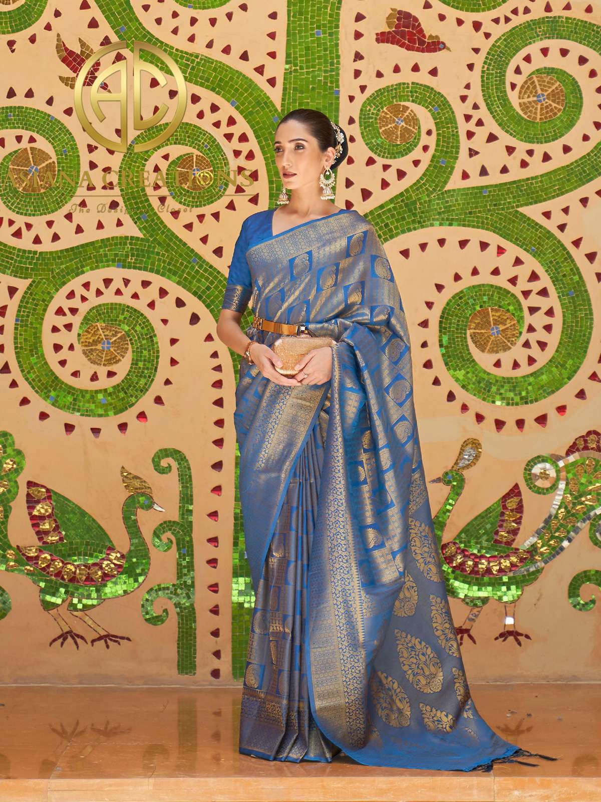 Handloom Silk Traditional Wedding Blue Saree-2696