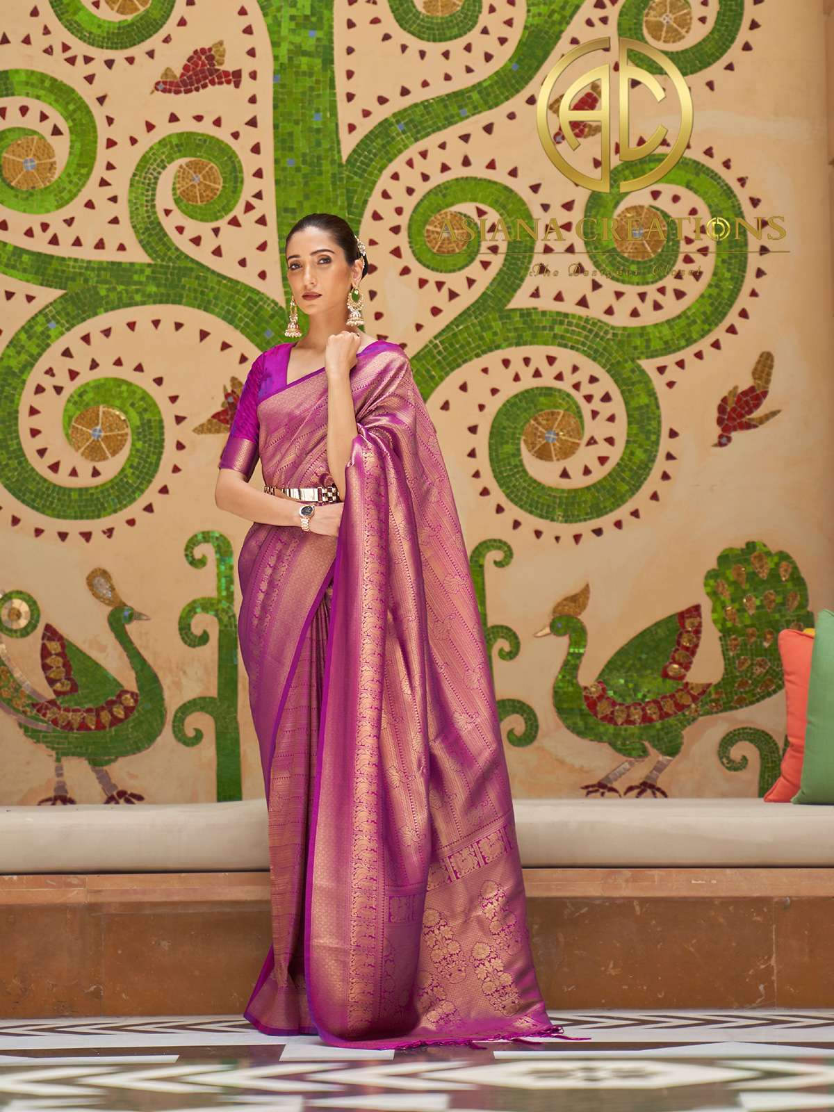 Handloom Silk Traditional Wedding Purple Saree-2698