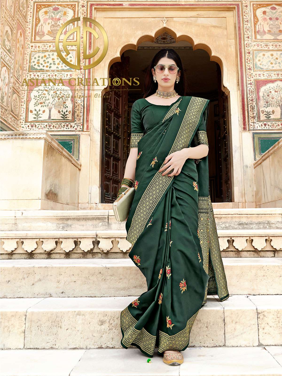 Banarasi Silk Olive Green Woven Traditional Wedding Saree-2838