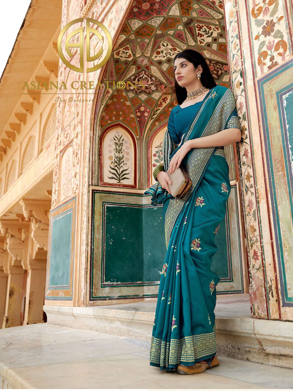 Banarasi Silk Teal Blue Woven Traditional Wedding Saree-2839