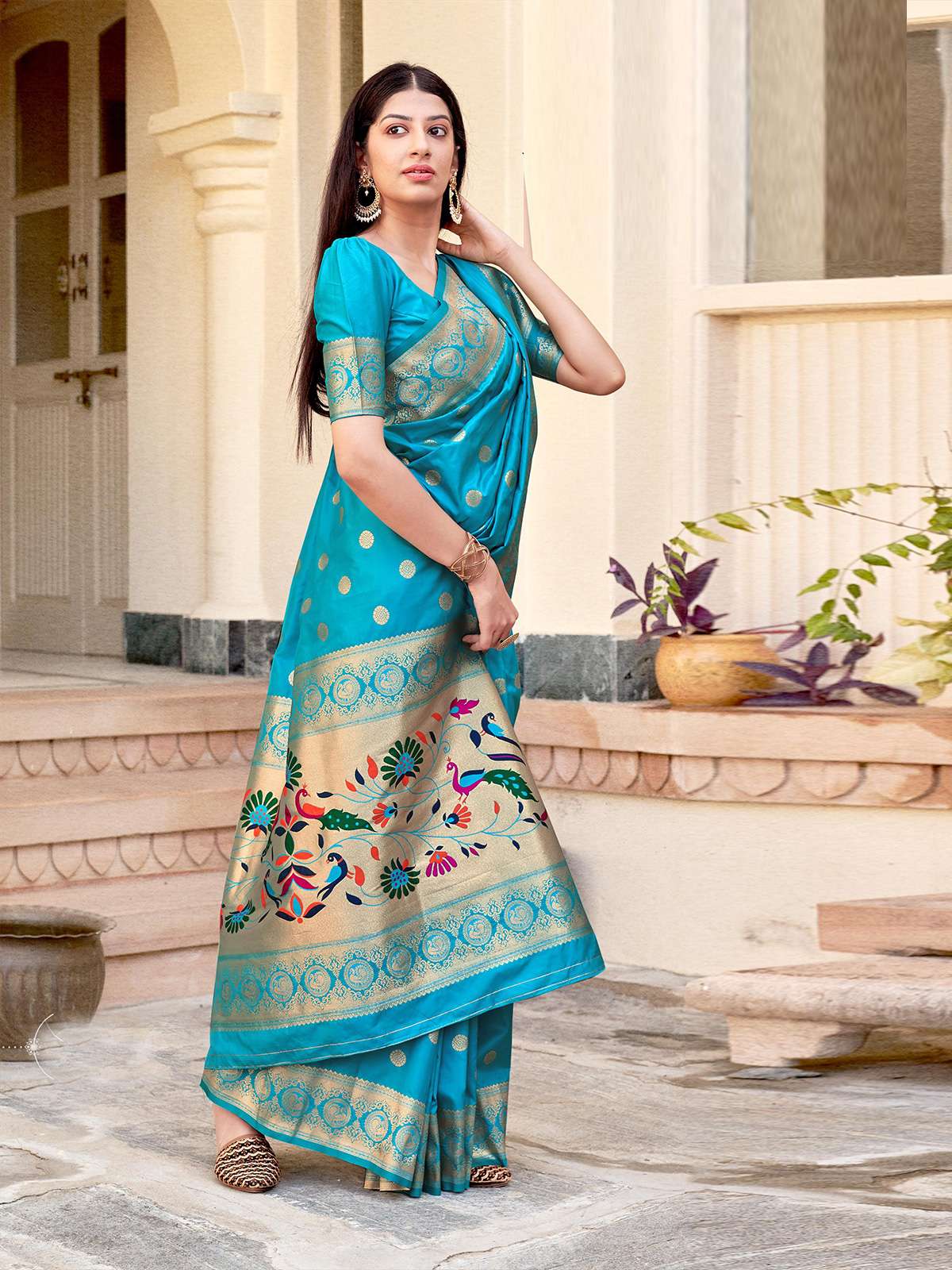 Banarasi Silk Blue Woven Traditional Wedding Saree-2795