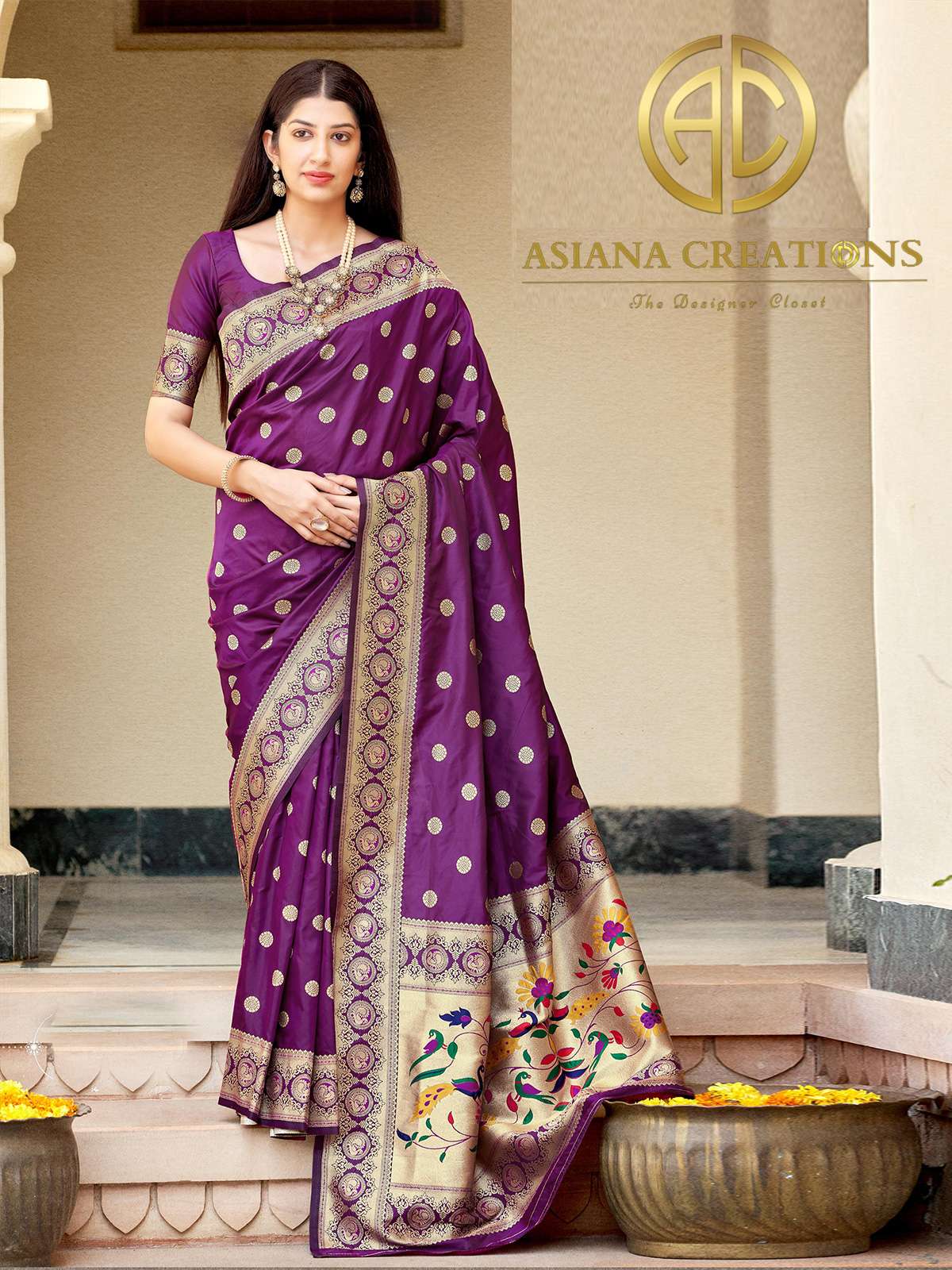 Banarasi Silk Purple Woven Traditional Wedding Saree-2799
