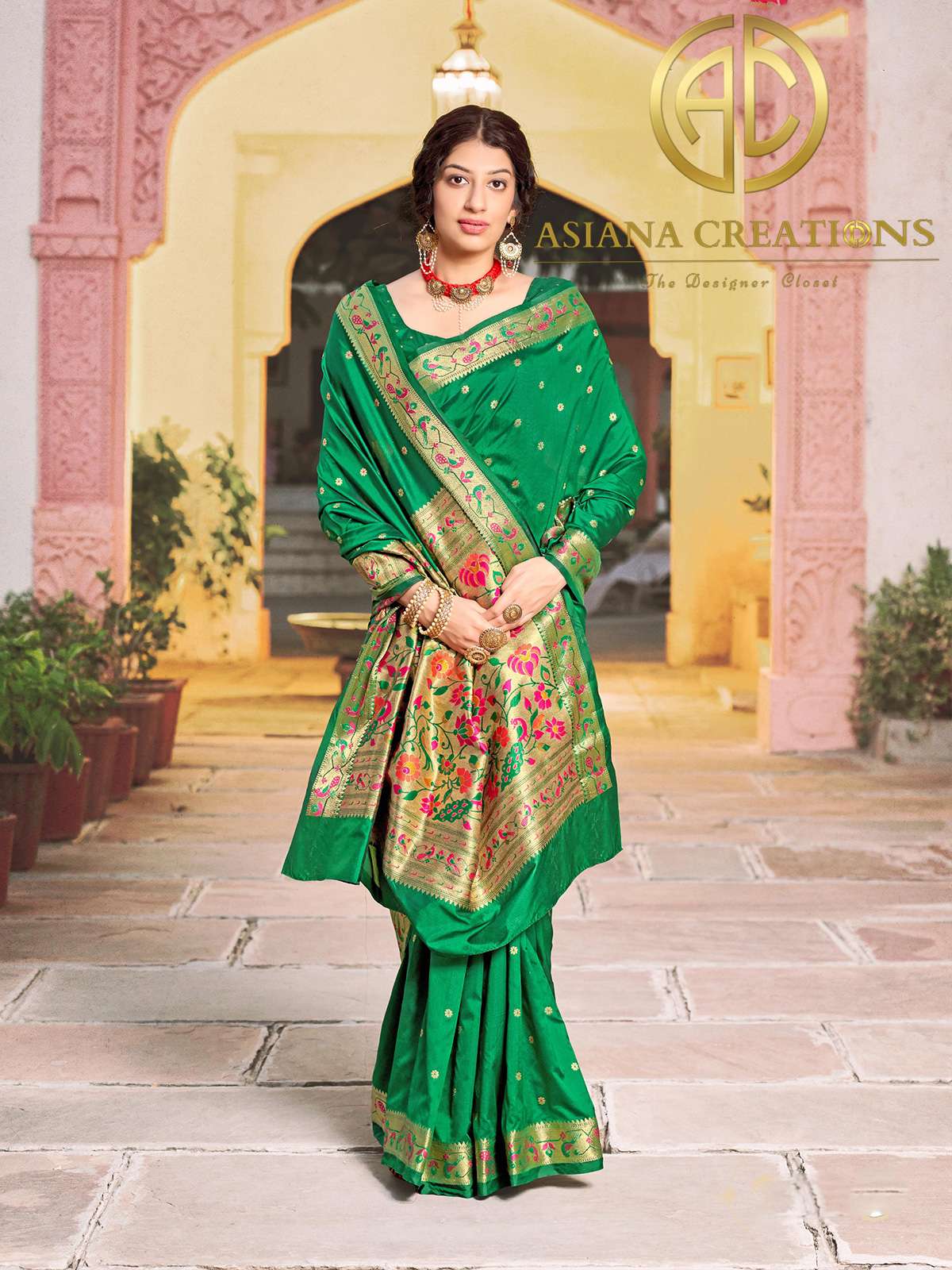 Banarasi Silk Green Woven Traditional Wedding Saree-2812