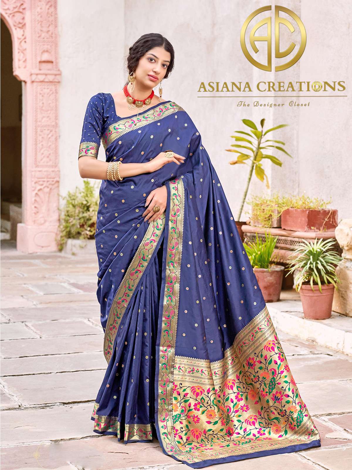 Banarasi Silk Blue Woven Traditional Wedding Saree-2816