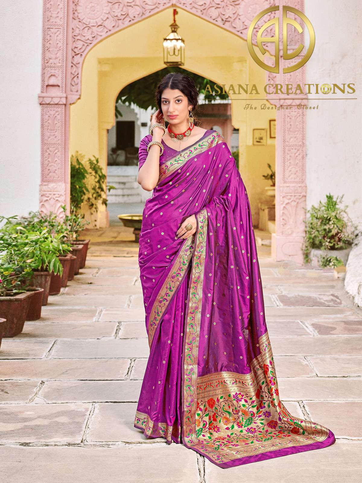 Banarasi Silk Purple Woven Traditional Wedding Saree-2817