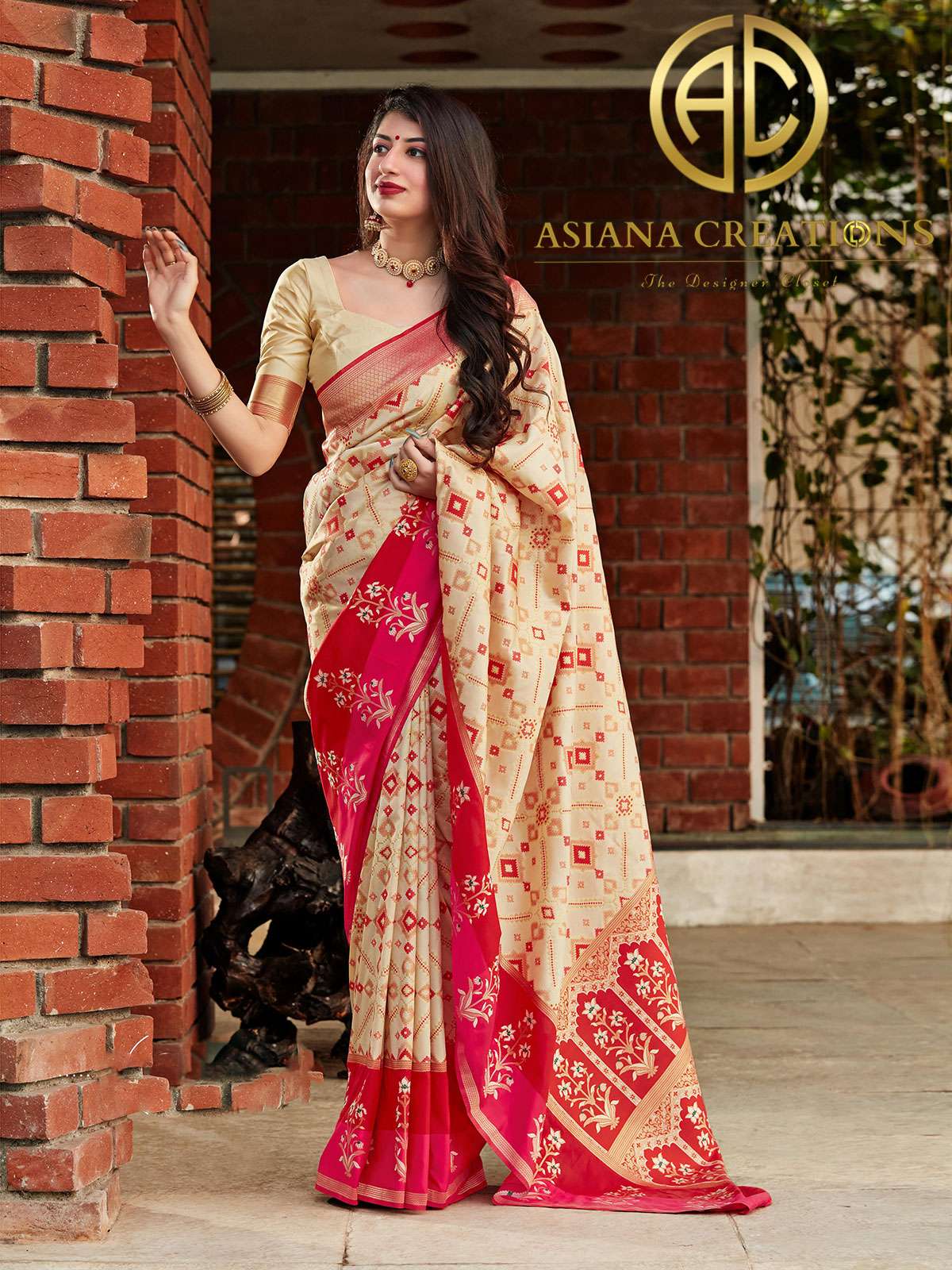 Banarasi Silk Cream Woven Traditional Wedding Saree-2818