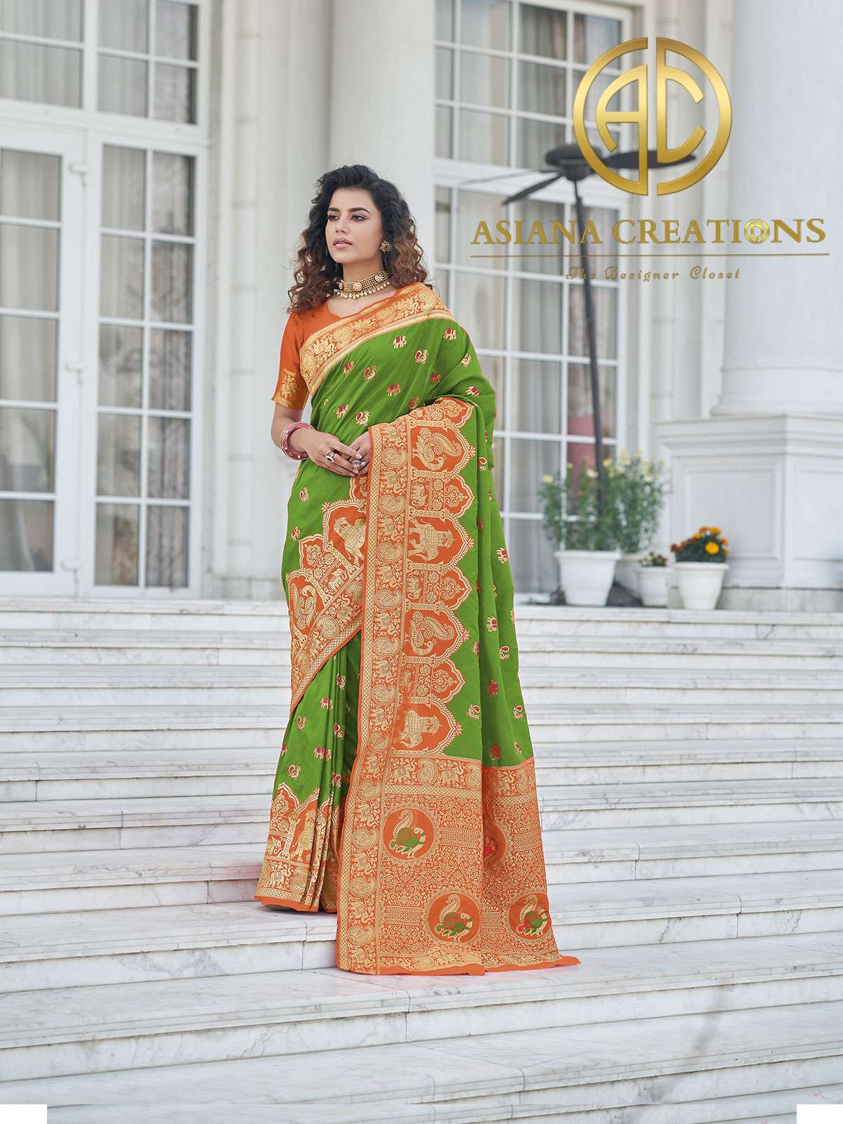 Banarasi Silk Green Traditional Wedding Saree-2964