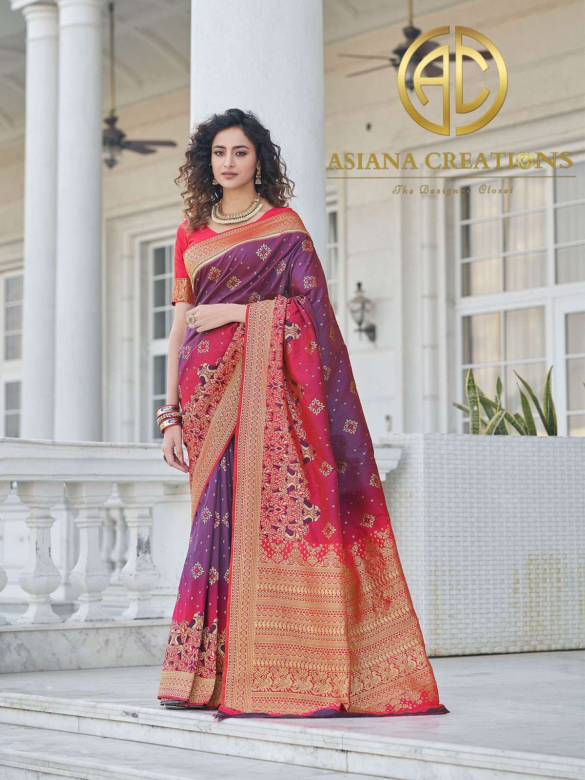 Banarasi Silk Purple Traditional Wedding Saree-2966